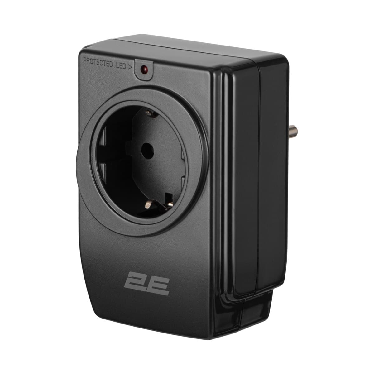 2E qoruyuculu 1 rozetka 2xUSB 16A qara elektrik uzadıcı