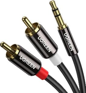 UGREEN 3.5 mm - 2RCA audio kabel 2 m qara