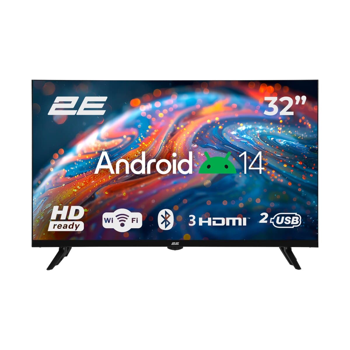 2E 32" HD qara Smart Android televizor