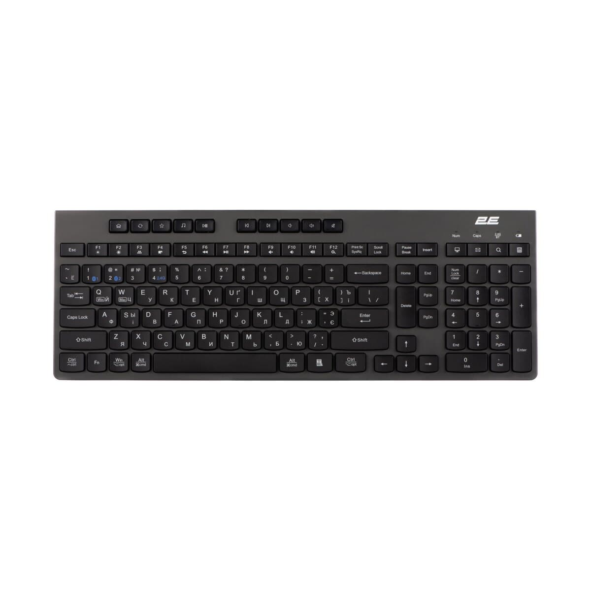 2E membran KS280 120key EN/UK/RU qara-boz simsiz klaviatura
