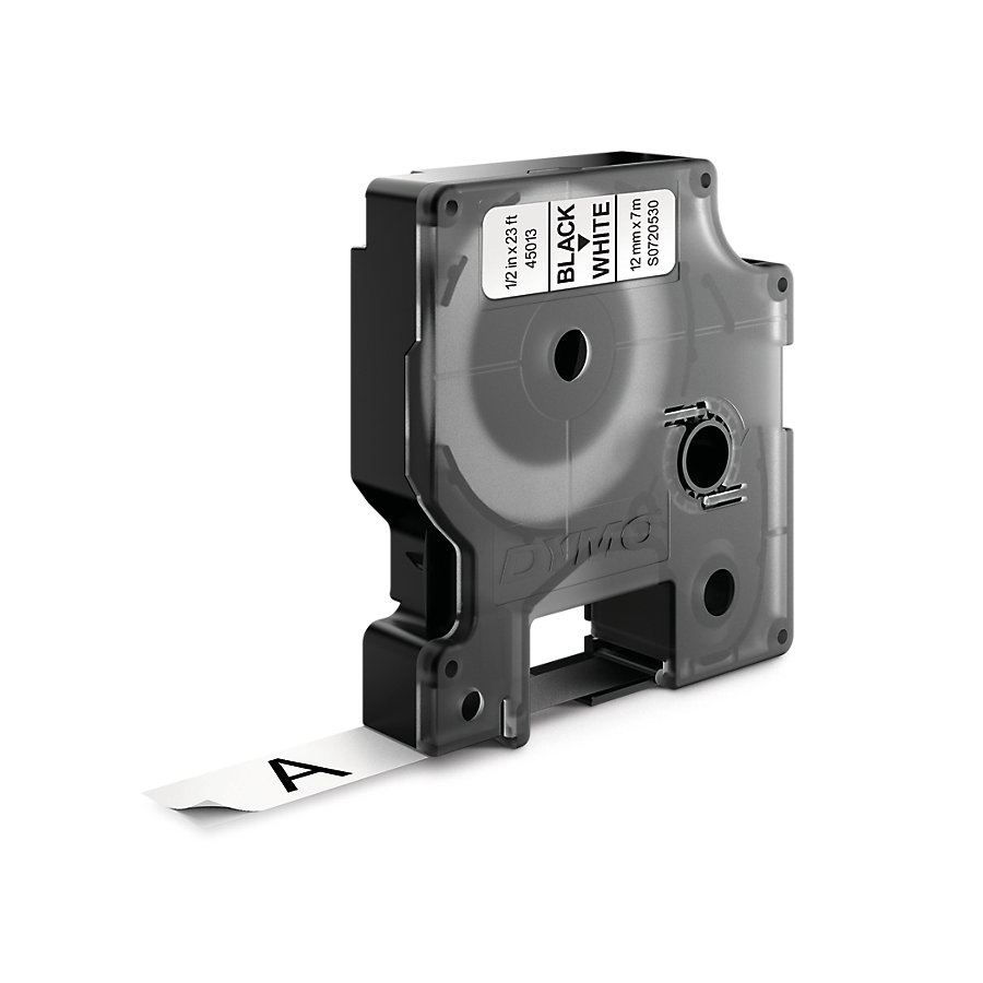 DYMO D1 45013 (S0720530) Standart Etiket Lenti 12mm x 7m (Qara/Ağ)