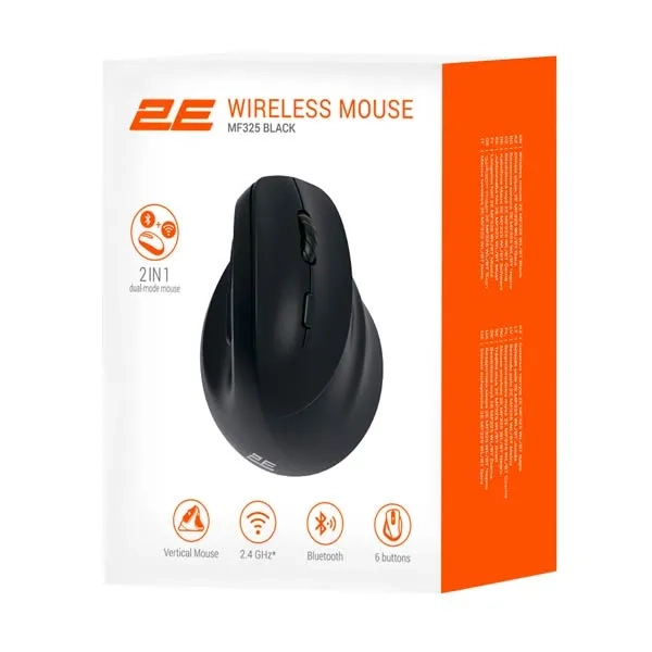 2E MF325 Silent Vertical Şaquli Simsiz Siçan Black (2E-MF325WBK)
