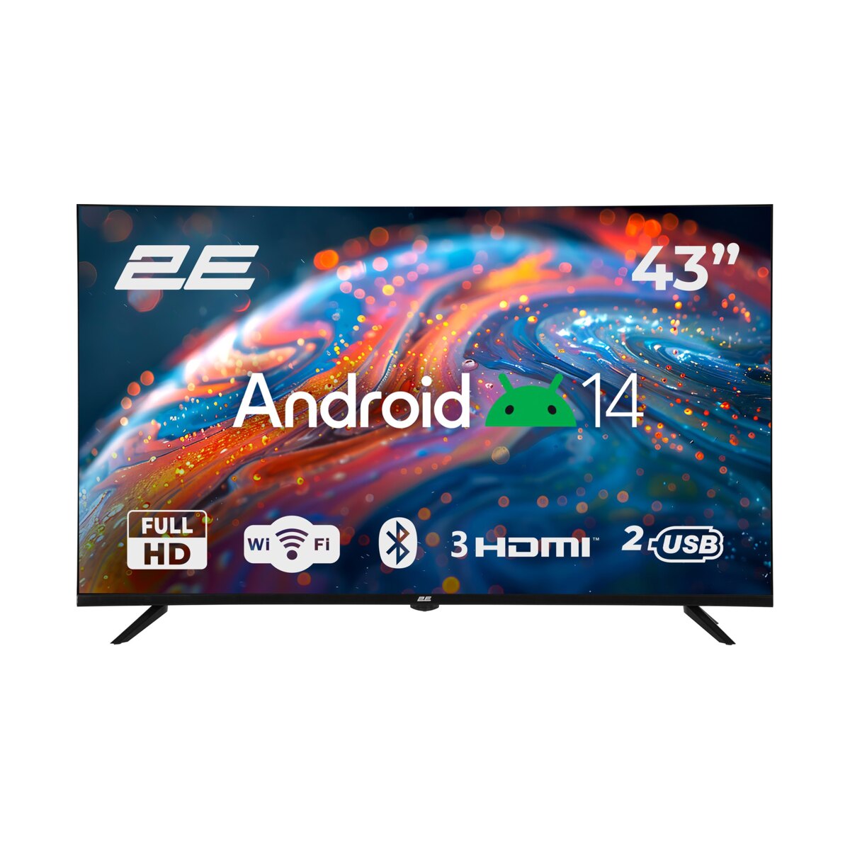 2E 43" Full HD qara Smart Android televizor