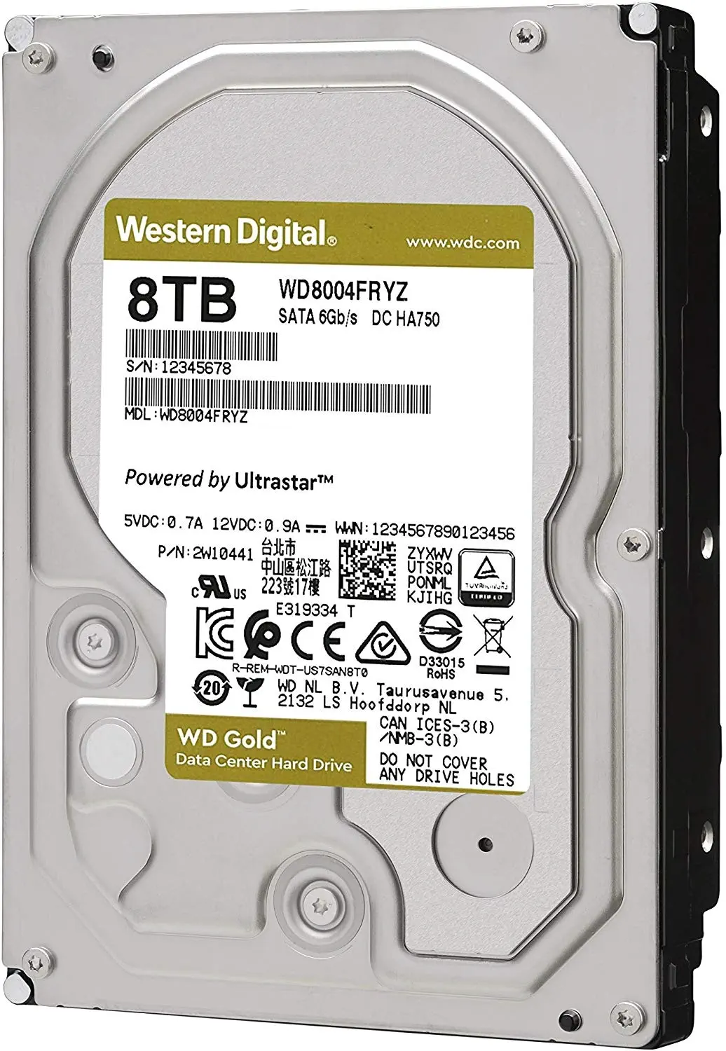 WD WD8004FRYZ SATA 6GB/S DC HA750 P/N 2W10441