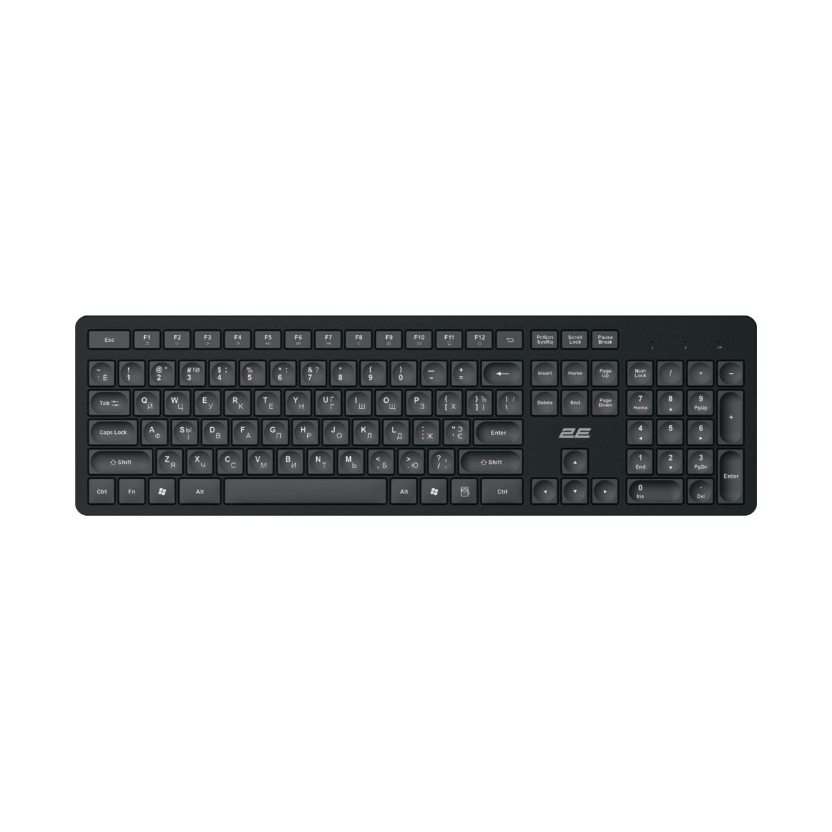 2E membran KS260 106key EN/UK/RU qara simsiz klaviatura