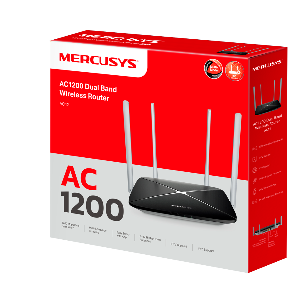 Mercusys AC12 AC1200 İki Zolaqlı Wi-Fi Router
