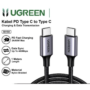 UGREEN USB-C - USB-C kabel 1 m qara