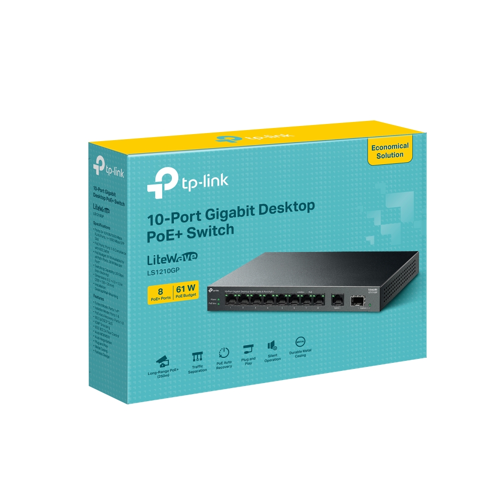 TP-Link LiteWave LS1210GP 9-Port Gigabit PoE+ Kommutator (Switch)