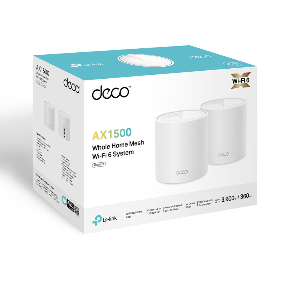 TP-Link Deco X10 (2-Pack) AX1500 Mesh Wi-Fi 6 Sistemi