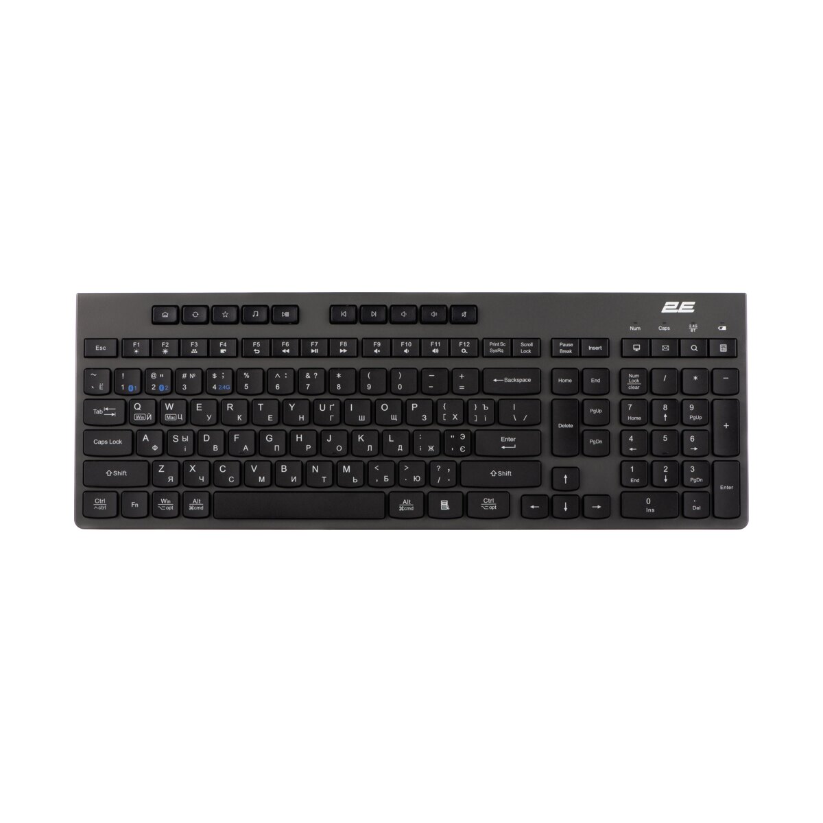 2E membran KS280 120key EN/UK/RU qara-boz simsiz klaviatura