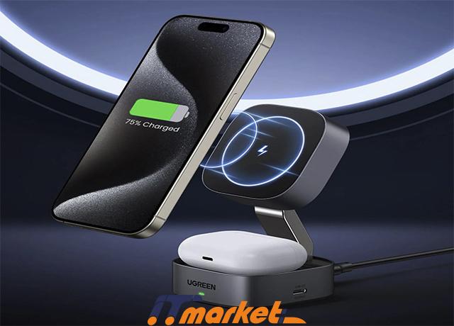 Ugreen W526 2-in-1 Magnetic Wireless Charger -1 Ugreen W526 2-in-1 Magnetic Wireless Charger -1